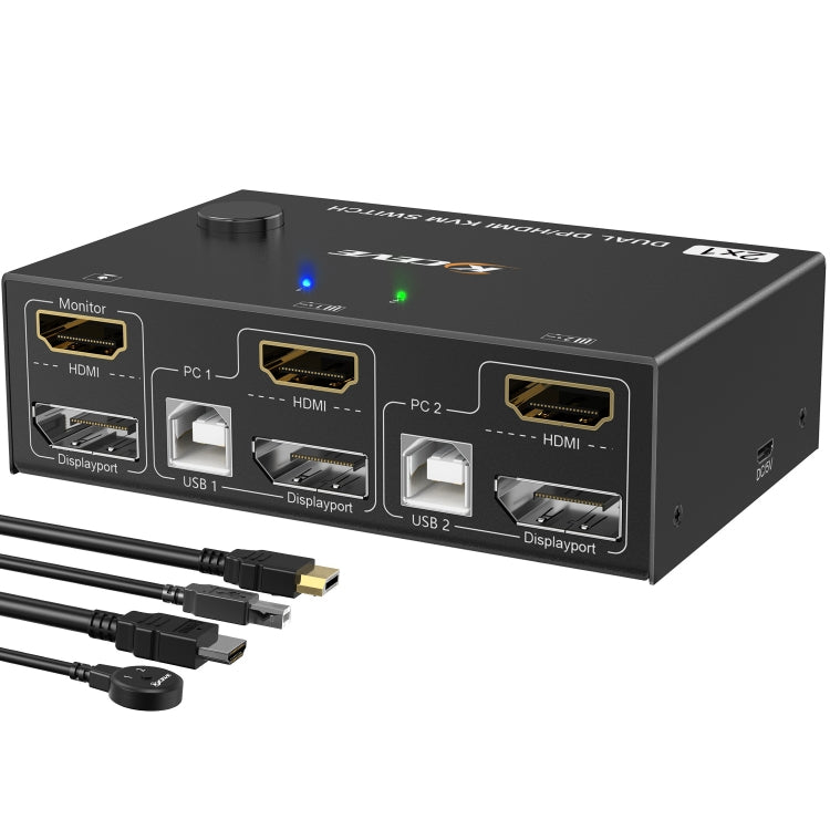 202DH DP HDMI Dual Channel KVM Switch Computer Host Interfaccia DP Tastiera Mouse Condivisione Display, 202DH 202DH DP HDMI Dual Channel KVM Switch Computer Host Interfaccia DP Tastiera Mouse Condivisione Display, 202DH